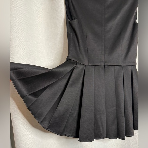 Cushnie Et Ochs V Neck Pleated Silk Wool Black Sleeveless High Low Peplum Top 4 - Picture 8 of 12